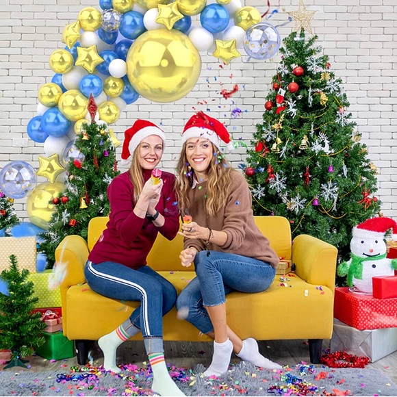 New - 142 pc Balloon Garland Arch Party Kit Metallic Blue and Gold Confetti - Picture 9 of 9